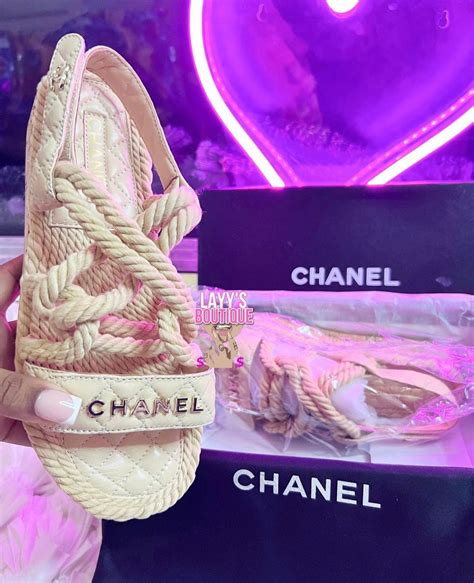 chanel pink rope sandals